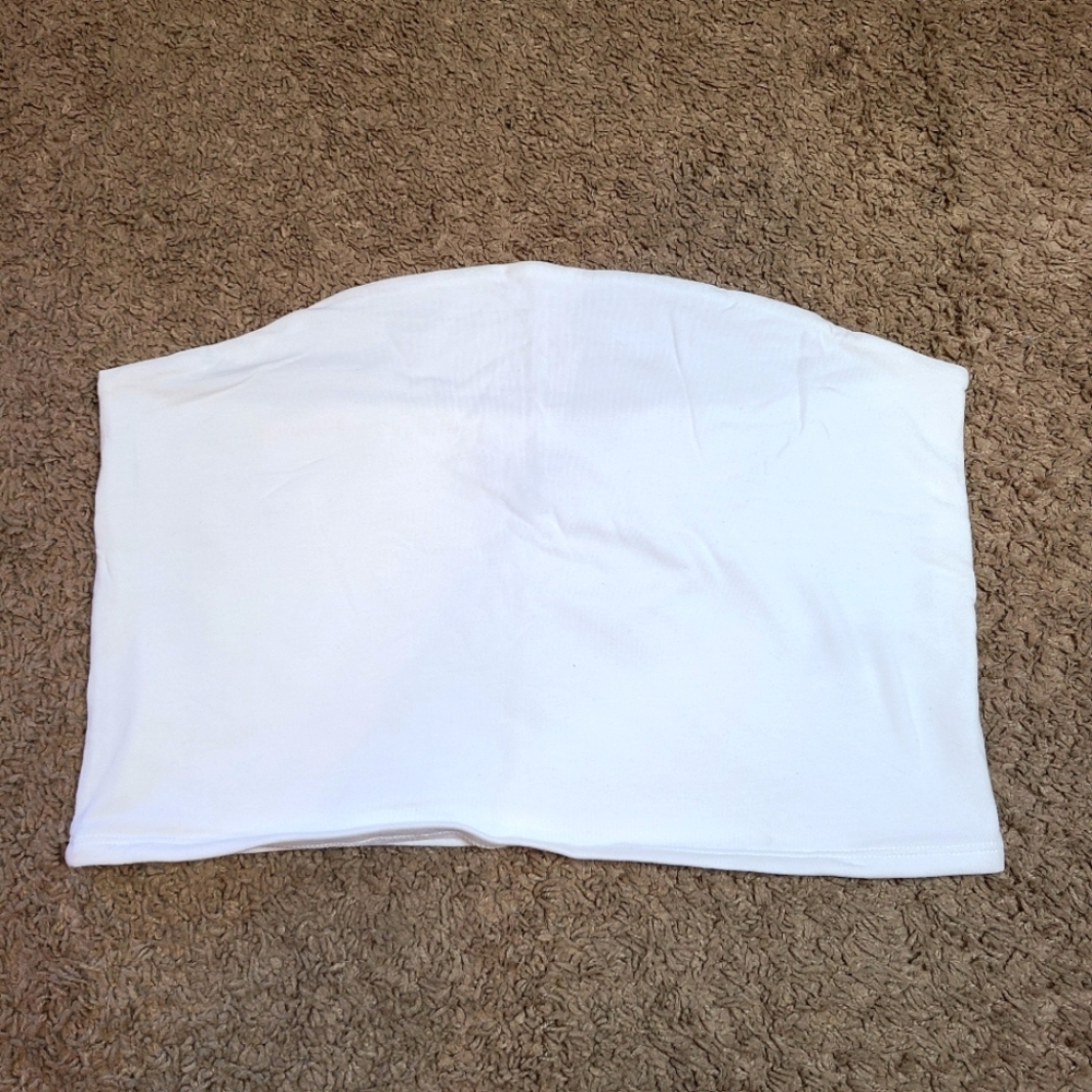 XL White Crop Tube Top